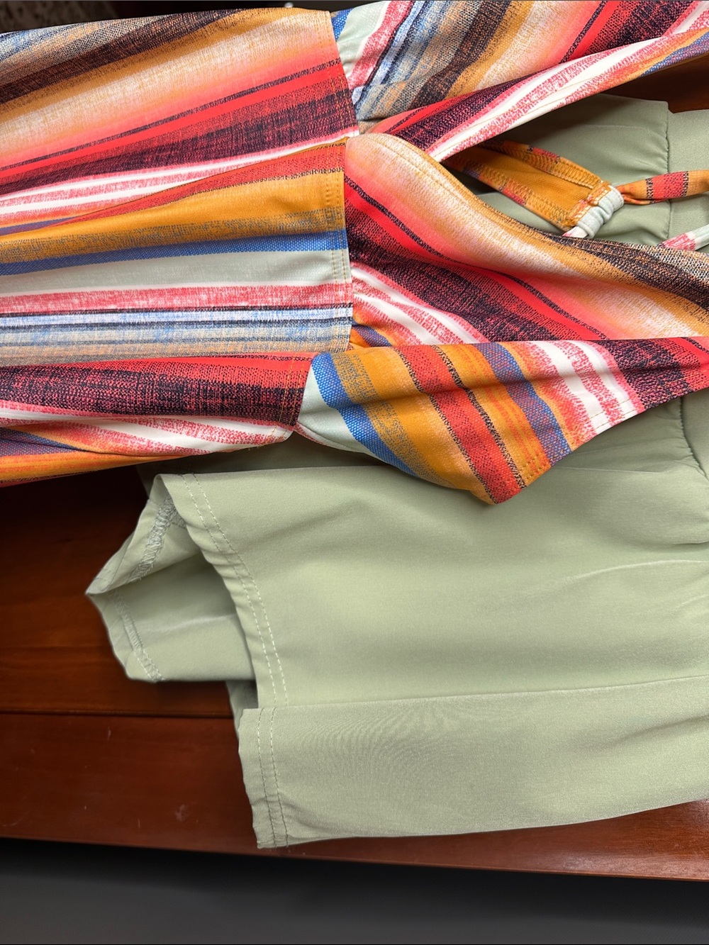 Prana Multicolor Stripe Swim Top with Mint Green Unbranded Skort - Picture 4 of 8